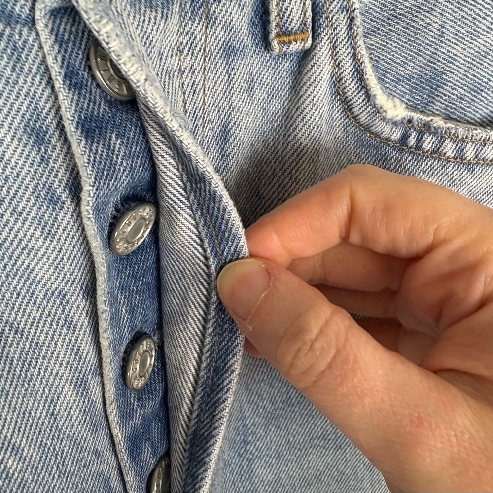 Agolde 90s Jean Button Fly Jeans Size 23 Distressed Straight Leg Cotton Blue - Picture 4 of 8